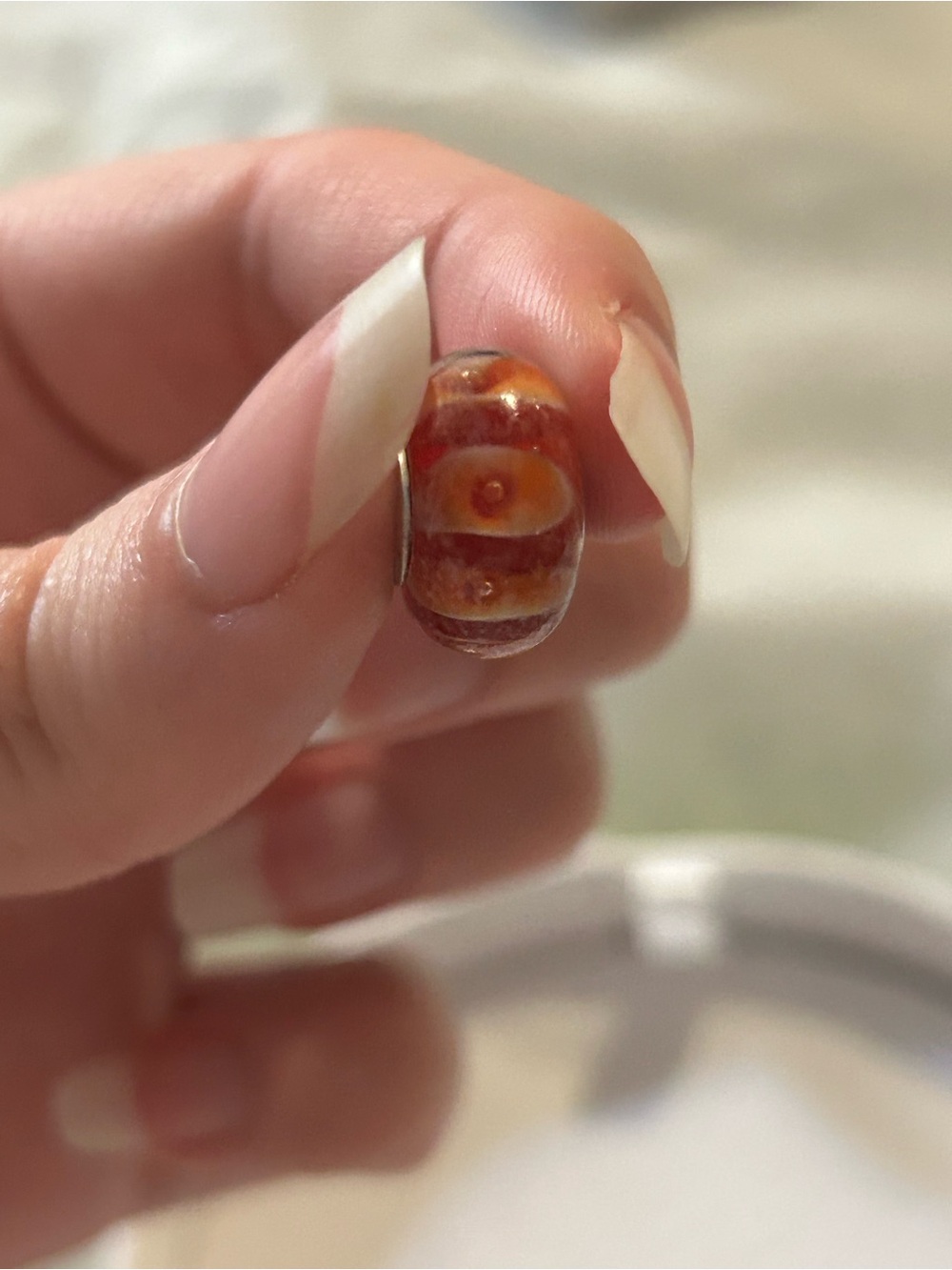 Chamilia Orange mutant Glass Bead Charm with Amber Accents on .925 silver